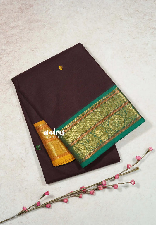 Coffee Brown - Karthigai silk cotton annam Ganga jamuna border
