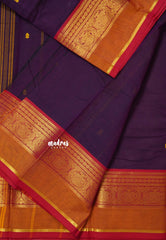 Jamun Purple - Karthigai silk cotton Round Peacock and Skirt Border with buttas