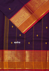 Jamun Purple - Karthigai silk cotton Round Peacock and Skirt Border with buttas
