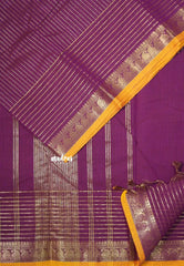 Mulberry Purple - Karthigai silk cotton with golden stripes weaving - Best for Small Functions
