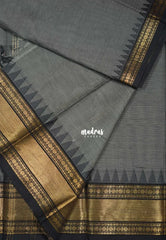 Ash Grey - Karthigai silk cotton Bavanji with Rudraksham Border - Best for Small Functions