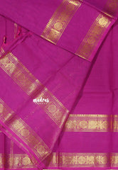 Magenta Pink - Karthigai silk cotton plain saree with Rettapetta Border