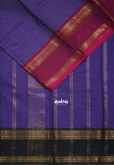 Lavender Purple - Karthigai silk cotton Rettapet Rudraksham Ganga jamuna border with Stripes body - Best for Festive Wear