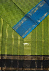 Chutney Green - Karthigai silk cotton Rettapet Rudraksham Ganga jamuna border with Stripes body - Best for Festive Wear