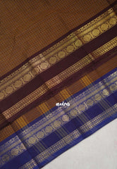 Chocolate Brown - Karthigai Mercerised Cotton Muthukattam Rudhraksham Ganga Jamuna border - Best for Wedding Functions