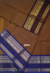 Chocolate Brown - Karthigai Mercerised Cotton Muthukattam Rudhraksham Ganga Jamuna border - Best for Wedding Functions