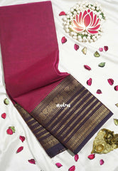 Beet Pink - Karthigai silk cotton plain body multi line border - Best for Festive Wear | Temple Visit