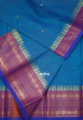 Anandha Blue - Karthigai silk cotton multi Rudraksham Border with Buttas - Best for Small Functions