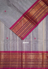 Pastel Purple Grey - Karthigai silk cotton buttas with mango and floral border - Best for Wedding Functions