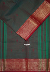 Dual Shade Green - Karthigai silk cotton vanasingaram border with buttas - Best for Temple Visit