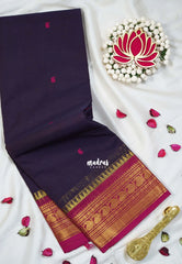 Jamun Purple - Karthigai silk cotton Saree Bavanji and Mango border with buttas - Best for Wedding Functions