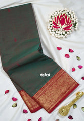 Dual Shade Green - Karthigai silk cotton vanasingaram border with buttas - Best for Temple Visit