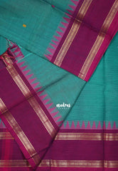 Light Teal Green - Karthigai Silk Cotton Buttas Rettapet Border - Best for Small Functions