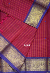 Beet Pink - Karthigai silk cotton Stripes body vanasingaram border - Best for Small Functions