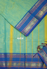 Dual Shade Pista Green - Karthigai silk cotton Plain Mayil border - Best for Small Functions
