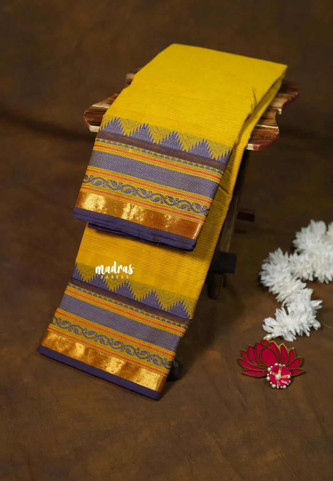 Marigold Yellow - Karthigai silk cotton chettinad lines thread weaving ...