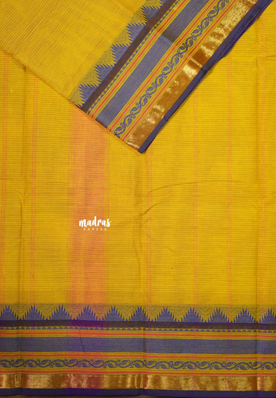 Marigold Yellow - Karthigai silk cotton chettinad lines thread weaving ...