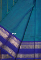 Peacock Blue - Karthigai silk cotton buttas rettapet heart border - Best for Gifting