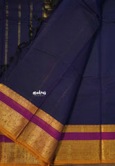 Midnight Blue - Karthigai silk cotton plain body annam Ganga jamuna border - Best for Gifting