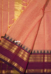 Dual Shade Blush Peach - Karthigai Silk Cotton Rettapetta and Classic Temple Border - Best for Gifting