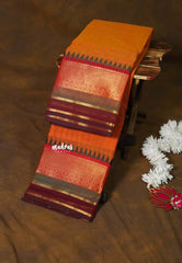 Yellowish Orange - Karthigai Silk Cotton Rudraksham and Multi Color Border - Best for Gifting