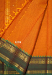 Turmeric Orange - Karthigai Silk Cotton Rettapet rudraksham border with Buttas - Best for Gifting