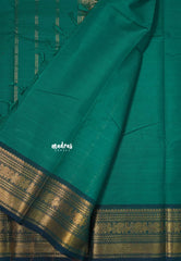Peacock Green - Karthigai silk cotton annam and bavanji Ganga jamuna border with Stripes - Best for Gifting