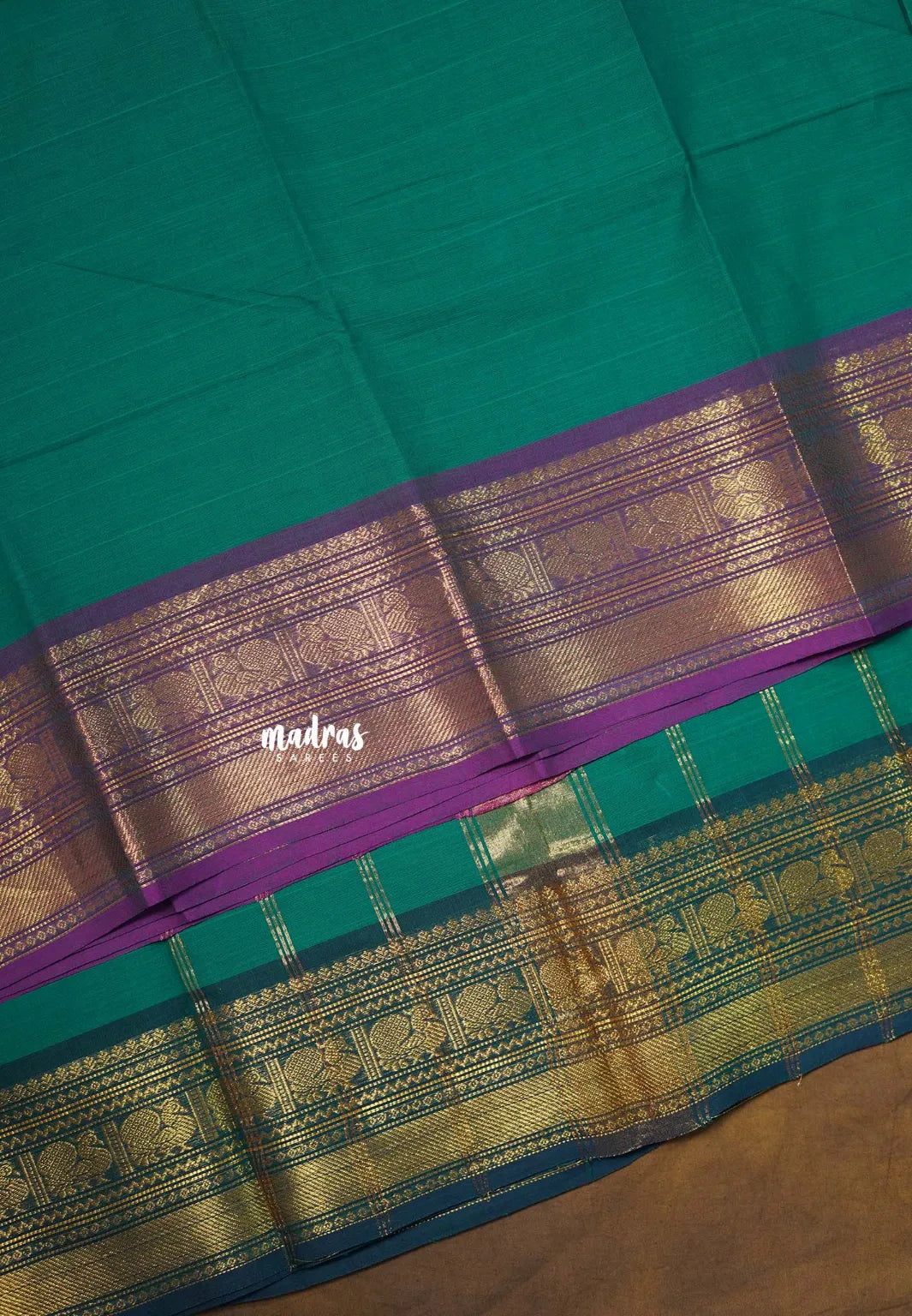 Peacock Green - Karthigai silk cotton annam and bavanji Ganga jamuna border with Stripes - Best for Gifting