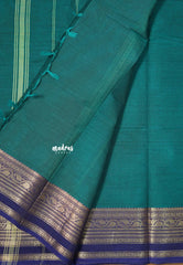 Teal Green - Karthigai silk cotton plain body leaf and mango border - Best for Gifting