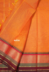 Yellowish Orange - Karthigai Silk Cotton Rudraksham and Multi Color Border - Best for Gifting