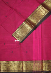 Kumkum Pink - Karthigai silk cotton vanasingaram border with buttas - Best for Gifting