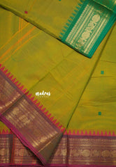 Dual Shade Mehndi Green - Karthigai silk cotton rudraksham Ganga jamuna border - Best for Wedding Functions