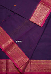 Jamun Purple - Karthigai Mercerised cotton small neli Border with Buttas - Best for Gifting