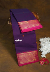 Jamun Purple - Karthigai Mercerised cotton small neli Border with Buttas - Best for Gifting