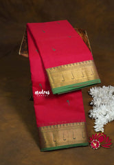 Reddish Pink - Karthigai silk cotton paithani border - Best for Gifting