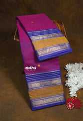Dual Shade Magenta - Karthigai silk cotton buttas rettapet heart border -  Best for Wedding Functions