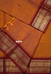 Turmeric Orange - Karthigai silk cotton Bavanji box bavanji border with buttas - Best for Wedding Functions