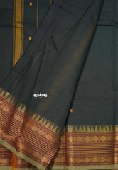 Midnight Emerald Green - Karthigai silk cotton multi Rudraksham Border with Buttas - Best for Gifting