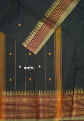 Midnight Emerald Green - Karthigai silk cotton multi Rudraksham Border with Buttas - Best for Gifting