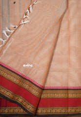 Powder Peach - Karthigai silk cotton annam mango border with buttas - Best for Gifting