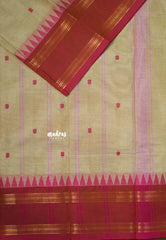 Dual Shade Beige - Karthigai silk cotton rettapet temple border with Buttas - Best for Gifting