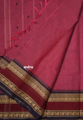 Rosewood Pink - Karthigai silk cotton annam mango border with buttas - Best for Gifting