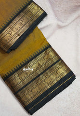 Mustard Honey - Karthigai silk cotton uncut running fabric multi border - Best for Blouse, Festive Frock, Salwar, Lehenga, Half Saree, Dupatta and Saree