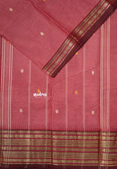 Rosewood Pink - Karthigai silk cotton body multiborder with Rudraksham - Best for Gifting