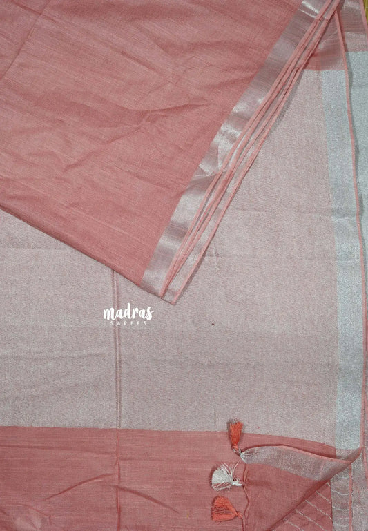 Pastel Rosewood - khadi silk small tissue border with tissue pallu