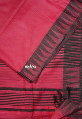 Raspberry Pink - Khadi Silk plain saree with Temple Border - Perfect for Regular Wear
