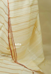 Beige - Khadi Silk Stripes Thread Weaving Pattern