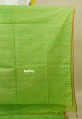 Pretty Parrot Green - Khadi Silk Stripes Thread Weaving Pattern