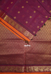 Mulberry Purple - Korvai silk cotton saree with Peacock Border and Buttas  - Best for Festive Wear