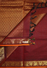 Majestic Maroon - Korvai silk cotton saree with Peacock Border and Buttas  - Best for Festive Wear